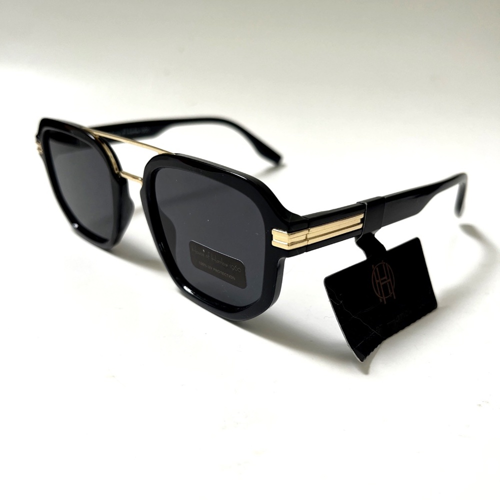 House of Harlow 1960 Black and Gold Square Sunglasses